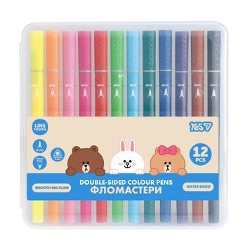 Маркери двосторонні Yes Line Friends 12 кольорів 650613 фото
